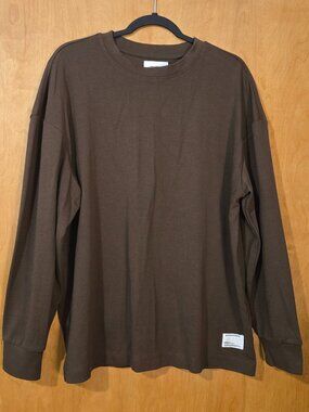 Public Supply NYC Mens Oversized Long Sleeve Shirt Chocolate Brown Medium